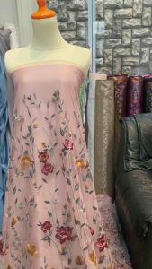 Bahan Kain Kebaya Brokat Tile Garden FLoraL 2tone Motif Harga 05m