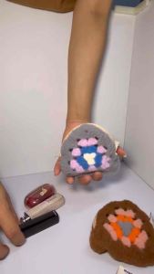 ✨ Handmade Crochet Fuzzy Coin Pouch – Cute & Soft Granny Square Design ✨MadebyHand