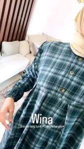 WINA ONE SET LONG TUNIK PLANEL KOTAK TERBARU