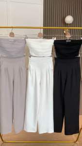 SET7280 Tille Front Tube Top w/ Long Pants Set