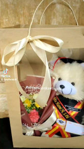 BB 30 cm Tas Hampers wisuda Tas mika boneka / buket bunga artificial/ kado wisuda / tanpa buket uang / piala boneka wisuda / tas mika