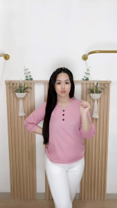 JJJ LYN - Blouse Lengan Panjang Blus Polos Atasan Jumbo Wanita Kemeja Shirt Baju Kerja Model Baru size M sampai 5XL Kancing Karet Lembut
