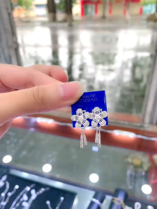 Bông tai hoa bạc mẫu mới siêu xinh bông tai bạc nữ bông tai hình hoa bông tai bạc hoa