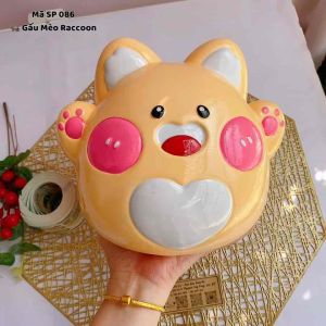 (23x18x20cm) 🦝 Gấu Mèo - Mã SP 086 heo đất raccoon dễ thương chất thạch cao tinh nghịch đáng yêu