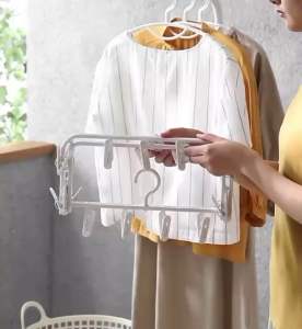 Home Signature Clip Hanger Underwear Drying Rack & Multi-functional Foldable Hanger