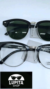 kacamata normal antiradiasi frame oval hitam dan bening