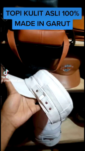 Topi Kulit Asli Pria Dewasa | Topi Murah | Topi Baseball Kulit | Topi Komando Garut Warna Putih