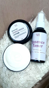 PAKET Skincare Glowing Booster Sunscreen dan Essence Toner MEVAAWHITE Pencerah Wajah/Krim Pemutih/Perawatan Kulit Wajah Kusam Berjerawat Sunscreen Toner Hydrating Paket Pemutih
