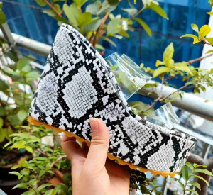 Dép xuồng 2 quai trong gót cao 12cm đúp trước cao 5cm mang ôm chân dễ đi cá tính dễ phối đồ