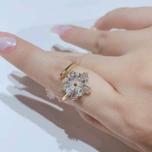 Advanced Elegant Double-Layer Rotating GOLD Petal Ring Adjustable Size Opening Ring