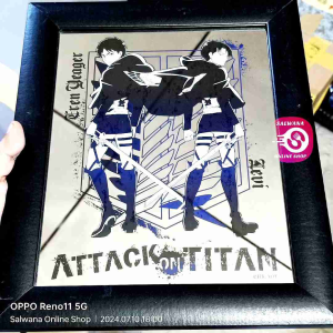 HK AOT LEVI ACKERMAN AND EREN YEAGER MIRROR WALL FRAME • JAPANESE MANGA ANIME