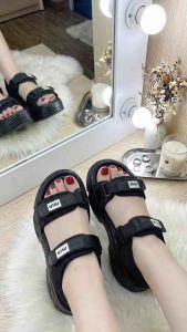 Sandal quai lưới phối dù – đế cao 5cm siêu nhẹ tôn dáng cực xinh