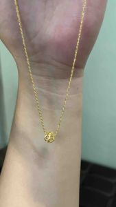 PAWNABLE 18K Saudi Gold Rope Chain(lightweight manipis)with 18K Saudi Insert Money Catcher Pendant(open back✨