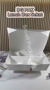 [ISI 50 PCS] DG PAK Lunch Box Sekat 4 Putih Ivory / Kotak Makanan Kertas Bersekat Sekali Pakai / Wadah Makan Catering