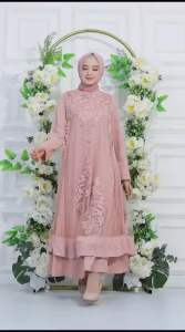 (COD) NEW Gamis Tali Samping/ Gamis Brukat Tille Tutu Terbaru/Gamis Pesta Super Mewah