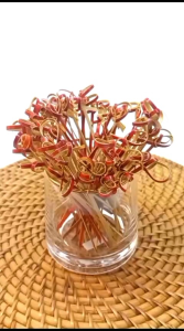 Tusuk Bambu Merah Dessert Sekali Pakai / Red Bamboo Knot Picks 12cm / WS0412-KRED