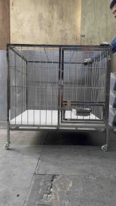 3 x 3 x 3 ft STAINLESS 304 DOG CAGE. WITH FEEDING WINDOW.. HEAVY DUTY