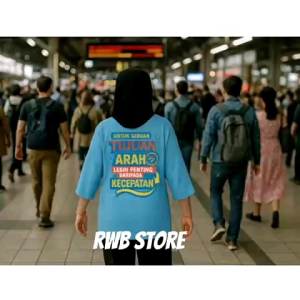 Atasan Wanita Model Oversize Lengan 7/8 Gambar Depan Belakang Motif Tulisan Arah Tujuan