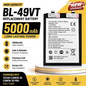 BL-49VT Battery 5000mAh for Tecno Camon 30 Camon 30 Pro CL6 CL6K High Capacity Replacement Phone Battery