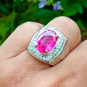 CINCIN BATU MERAH DELIMA CUTTING BAWAH SIAP PAKAI