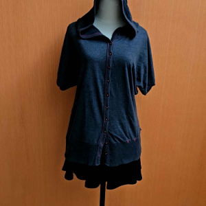 atasan wanita abu-abu tua NEVADA cewek M L lengan pendek cute hoodie santai