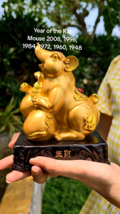 Golden Mouse Figurine Year of the Rat With Wu Lou Healing Wealth Figurine Blessed Cleansed Money Magnet Figurine