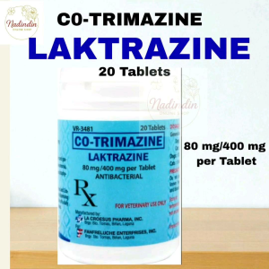 LAKTRAZINE (Co-Trimazine) Antibacterial Tablets 80mg/400mg Per Tablet 20 Count for Veterinary Use