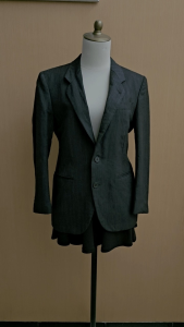 atasan blazer pria abu tua motif salur PASSPORT36 cowok JAPAN lengan panjang MEWAH kerja