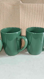3pcs Dark Green Coffee Mugs 14oz Microwavable Ceramic