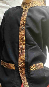 Baju Pangsi Anak Laki-Laki Siswa Sekolah Dasar & Seragam Pangsi Anak TK&SD Motif Batik Leher Warna Putih & Cokelat