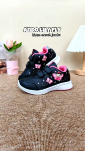 Sepatu Ando Lily Fly Velcro Perekat Hitam Merah Jambu Black Fuchsia