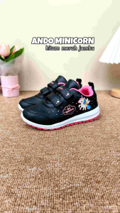 Sepatu Ando Minicorn Velcro Perekat Hitam Merah Jambu Black Fuchsia