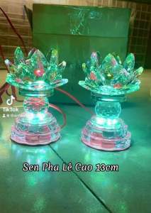Đèn Bàn Thờ Sen Pha Lê Cao Cấp Đèn Thờ Phật Sáng Từ Chân Đến Đầu Cao 12Cm - 501