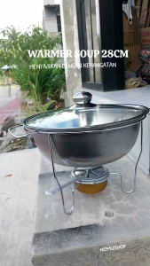 warmer stove wadah sayur prasmanan bulat Bulat - Baskom Tempat Sayur Soup Prasmanan Saji Stainless