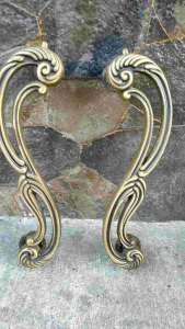 Handle Pintu Rumah Kuningan Antik Motif S Antik 45 cm 2 Pcs