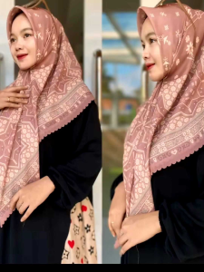 Hijab Segiempat Motif | Kerudung Voal Premium Segi Empat