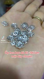 Charm Ốp hoa bạc s925 bọc đá(1ốp) hat 8li 10li