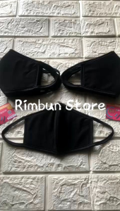 Masker Kain 3 Lapis Hitam Polos Tali Kuping Pria Wanita Dewasa / Masker Kain Kualitas Bagus