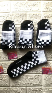 Kaos Kaki Mata Kaki Corak Catur 3 Pasang / Kaos Kaki Pendek Sport Motif Catur Anak-anak Remaja