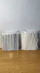 (ISI 500) Sedotan Tekuk Hitam & Putih Steril Higienis Bengkok Bungkus Kertas Murah