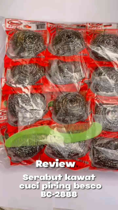 12 Pcs Serabut Baja Cleaning Ball 30 Gram Besco Bc-2888/Pembersih Cuci Piring Kawat