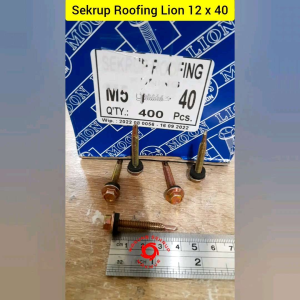 (50 pcs) Sekrup Roofing Moon Lion 12x40 / Sekrup Roofing Kuning 4cm
