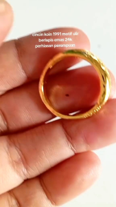 Cincin Wanita Model Emas 24K Anti Karat & Perhiasan Cantik Terbuat Dari Koin Logam 1991 Tidak Luntur