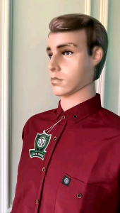 Marun kemeja polos couple ayah dan anak lengan panjang kemeja pria dewasa dan anak warna merah maron