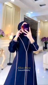 27gadih gamis motif simple kekinian edisi Jihan dress produk terbaru Amore by ruby