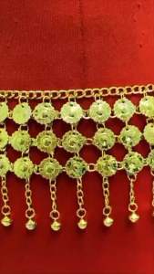 เข็มขัดระย้าสีทอง เข็มขัดเครื่องประดับล้านนา เข็มขัดระย้า2ชั้น ความยาว42นิ้ว