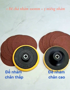1 Đế Chà Nhám Tròn 100mm + 05 Nhám Tròn 100mm