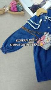 3T-5T Dress Jeans Casual Anak Korea Style Lengan Panjang