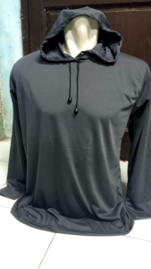 kaos Hoodie polos tangan panjang kaos kupluk kaos kerja abu tua