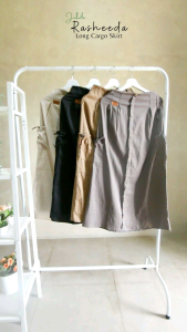 𝐉𝐔𝐇𝐃𝐀 - Rasheeda Long Cargo Skirt Wanita Bawahan Rok Muslimah Twill Combad